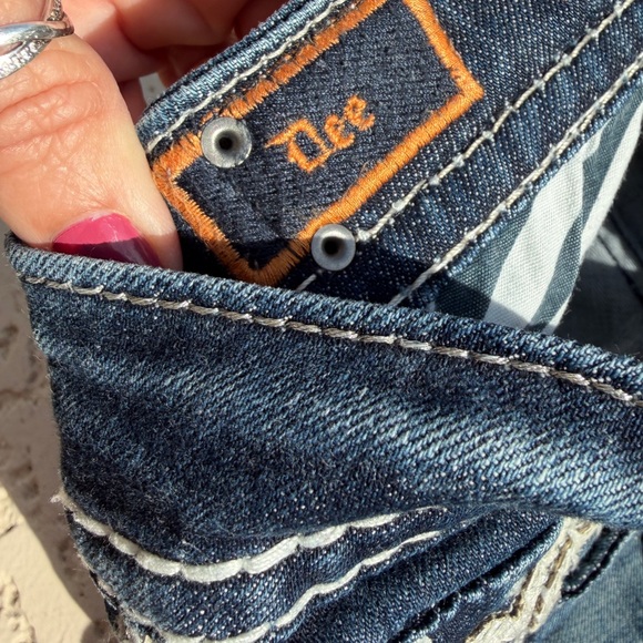 Rock Revival Jeans Women Size 26 Dee Boot Rhinestone Thick Stitch Pockets Blue - Picture 8 of 10